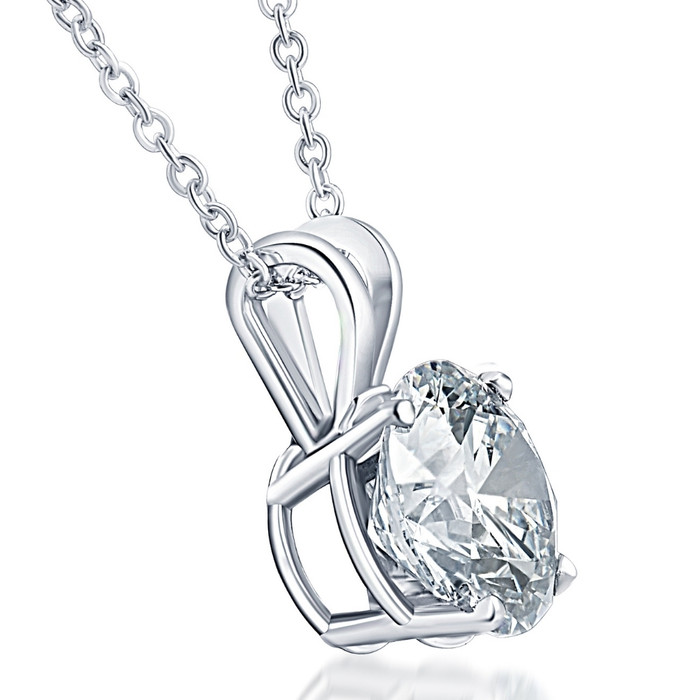 Certified 5Ct Round Solitaire Diamond Pendant White Gold Lab Grown Necklace
