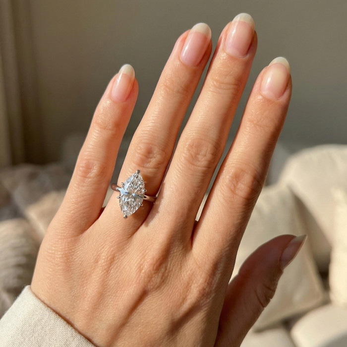 3Ct White Gold Certified Lab Grown Marquise Diamond Engagement Ring