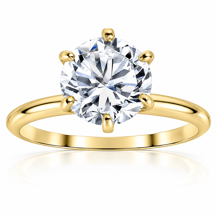 Certified 3Ct Diamond Solitaire Yellow Gold Engagement Ring Lab Grown