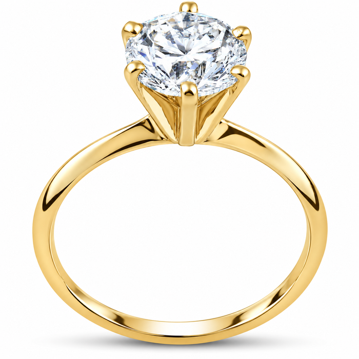 Certified 3Ct Diamond Solitaire Yellow Gold Engagement Ring Lab Grown