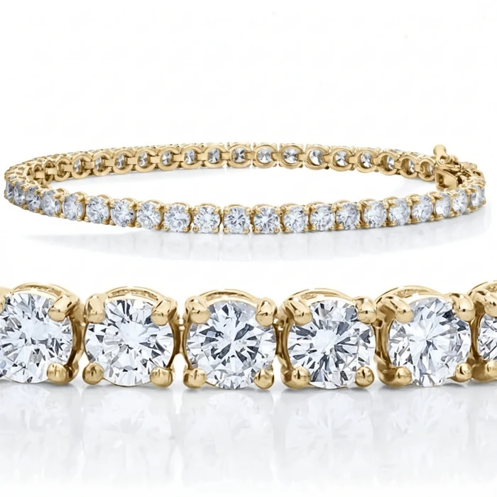 7Ct Diamond Tennis Bracelet 14k Yellow Gold 7" Lab Grown