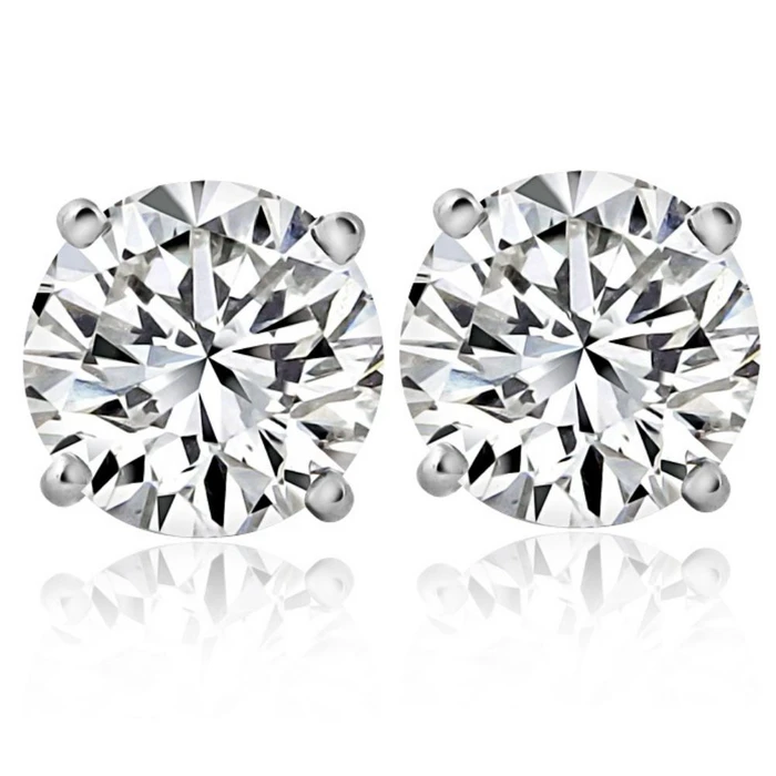 14k White or Yellow Gold 2 Ct T.W. Certified Natural Diamond Studs (I-J/I2-3)