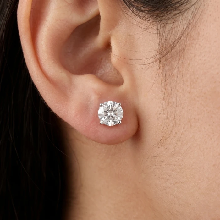 Round Four Prong Natural Diamond Studs 14k Gold