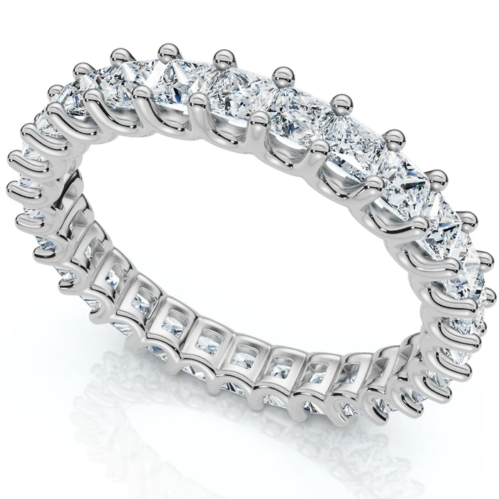 2Ct Princess Cut Diamond Eternity Stackable Wedding Ring 14k Gold Lab Grown