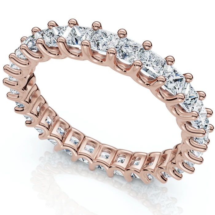 2Ct Princess Cut Diamond Eternity Stackable Wedding Ring 14k Gold Lab Grown
