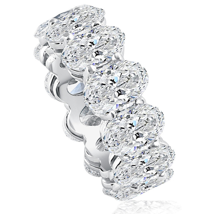 12 1/2Ct Oval Diamond Eternity Ring 14k Gold Lab Grown