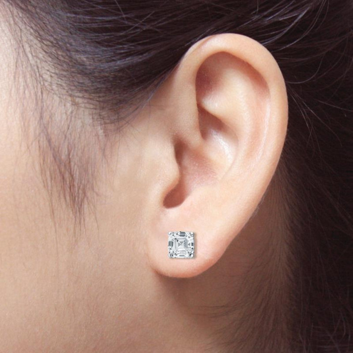 Asscher cut diamond stud shop earrings