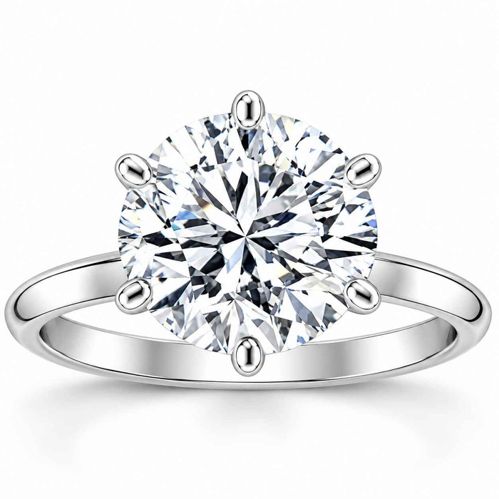 Certified 6Ct Solitaire Diamond Engagement Ring 14k White Gold Lab Grown