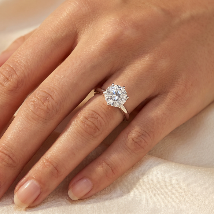 Certified 6Ct Solitaire Diamond Engagement Ring 14k White Gold Lab Grown