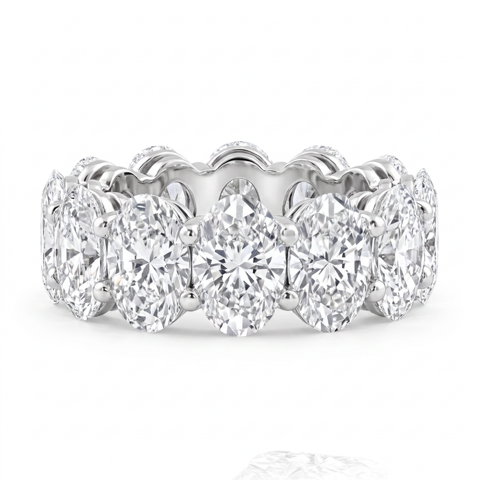 12.50Ct Oval Moissanite Eternity Wedding Anniversary Women's Ring 14k Gold