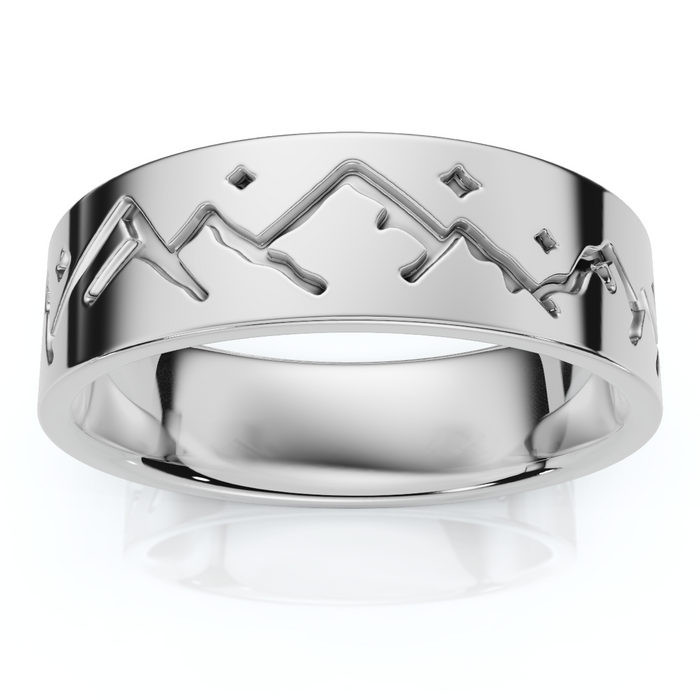 6mm 14k Yellow Gold Ring Nature Inspired Men's Wedding Band