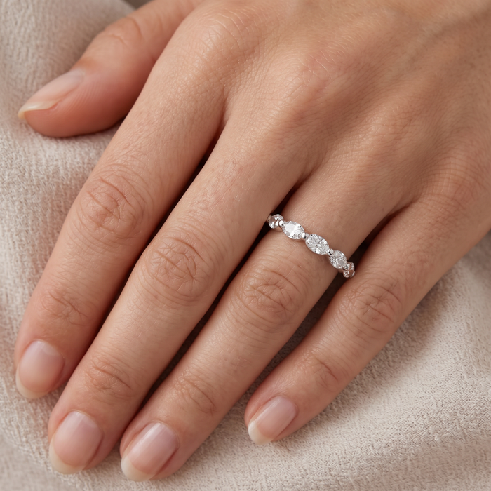 1.75Ct Oval Diamond Wedding Ring Anniversary Stackable Band 14k Gold Lab Grown