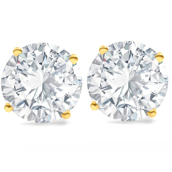 6.85CT Round Diamond Studs 14k Yellow Gold Lab Grown Screw Back Earrings