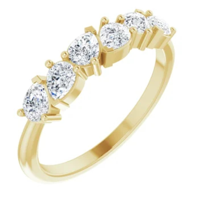 1 1/3CtPear Shaped Diamond Anniversary Band 14k Gold Lab Grown
