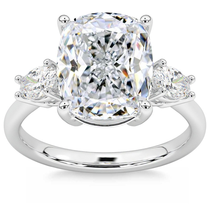 Certified 6Ct Cushion Cut 3-Stone Diamond Engagement Ring 14k Gold Lab Grown