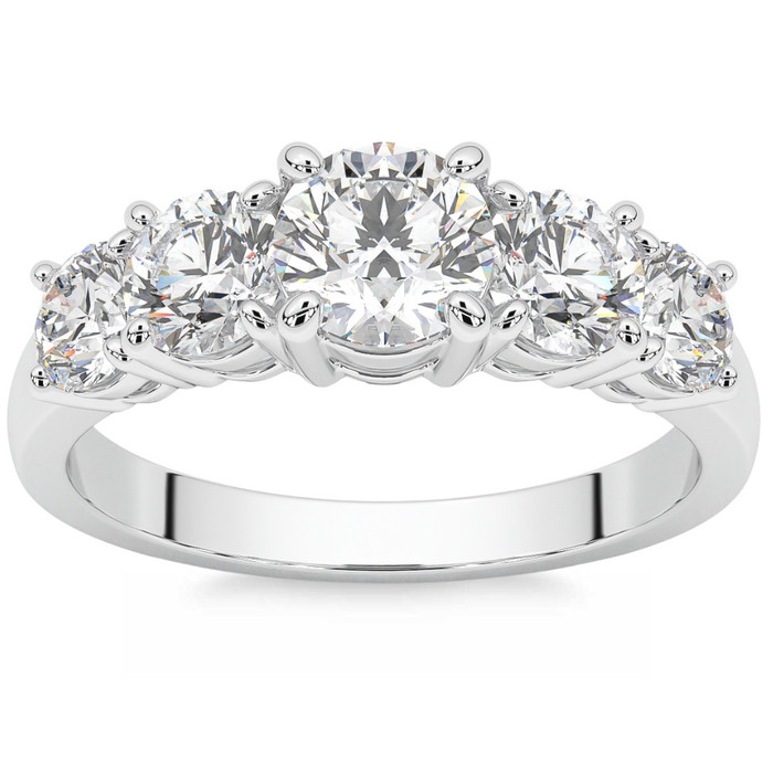 2Ct Round Cut Diamond Five Stone Wedding Ring Anniversary Gold Band Lab Grown 2Ct Round Cut Diamond Five Stone Wedding Ring Anniversary Gold Band Lab Grown