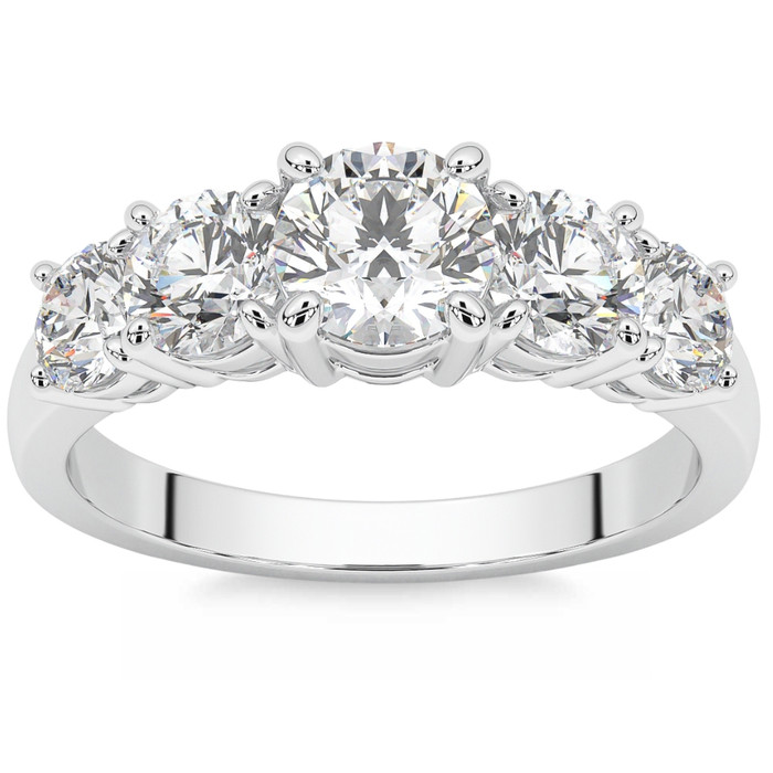 2Ct Round Cut Diamond Five Stone Wedding Ring Anniversary Gold Band Lab Grown 2Ct Round Cut Diamond Five Stone Wedding Ring Anniversary Gold Band Lab Grown