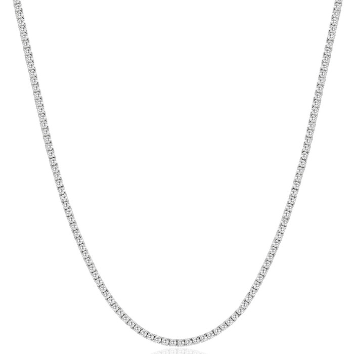 8Ct TW Diamond Tennis Necklace 4-Prong 14k White Gold 16" Lab Grown