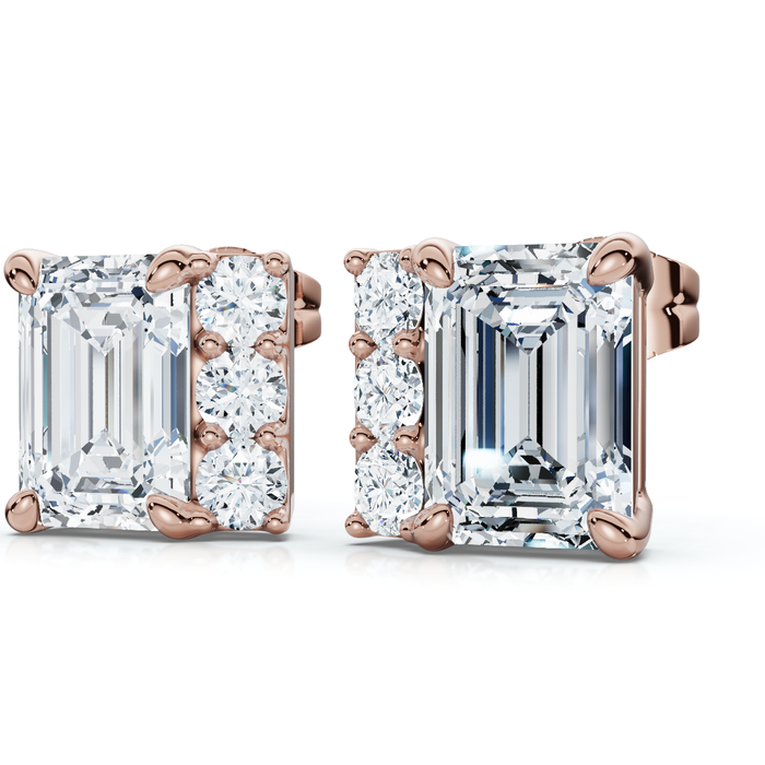 2 1/3Ct Emerald Cut Diamond Eloise Studs 14k Gold Earrings Lab Grown