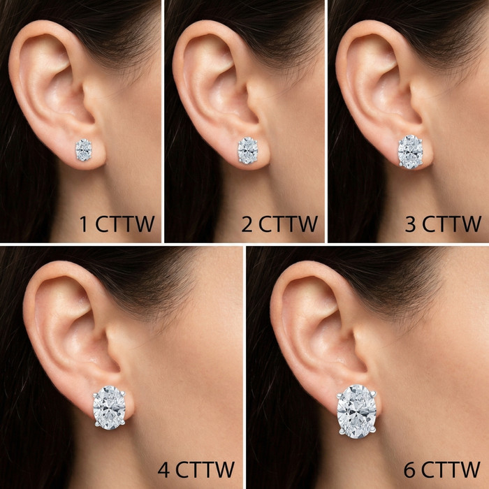 Oval Diamond Studs 14k Gold Lab Grown