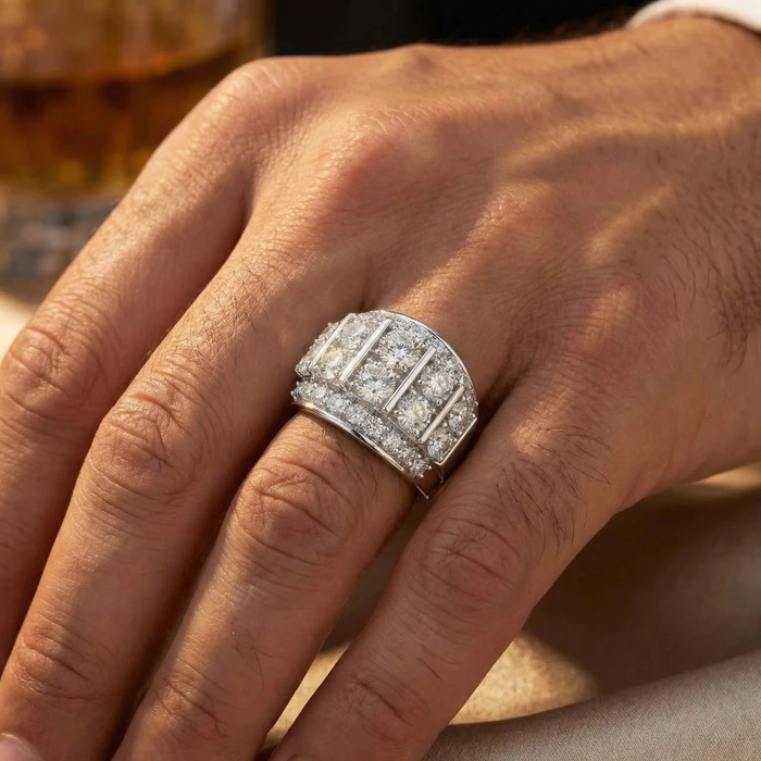 7Ct Men's Diamond Anniversary Ring 10k Gold Lab Grown