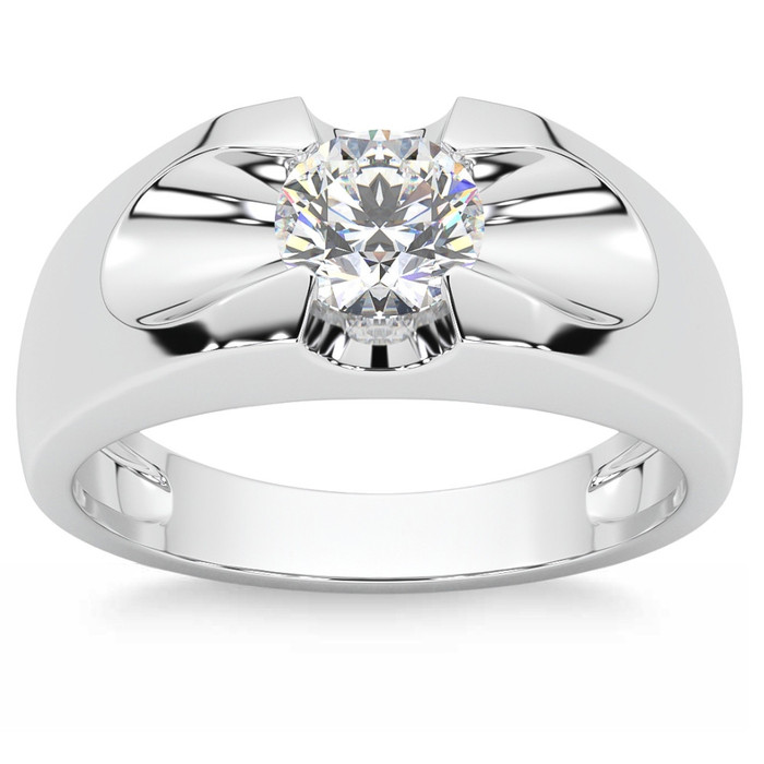 Men's 3/4Ct Solitaire Diamond Wedding Anniversary Ring 14k Gold Band Lab Grown Men's 3/4Ct Solitaire Diamond Wedding Anniversary Ring 14k Gold Band Lab Grown