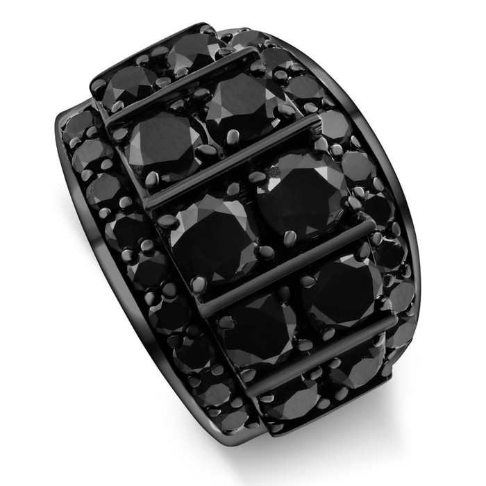 7 1/4Ct TW Black Diamond Men's Ring 10k Black Gold 7 1/4Ct TW Black Diamond Men's Ring 10k Black Gold