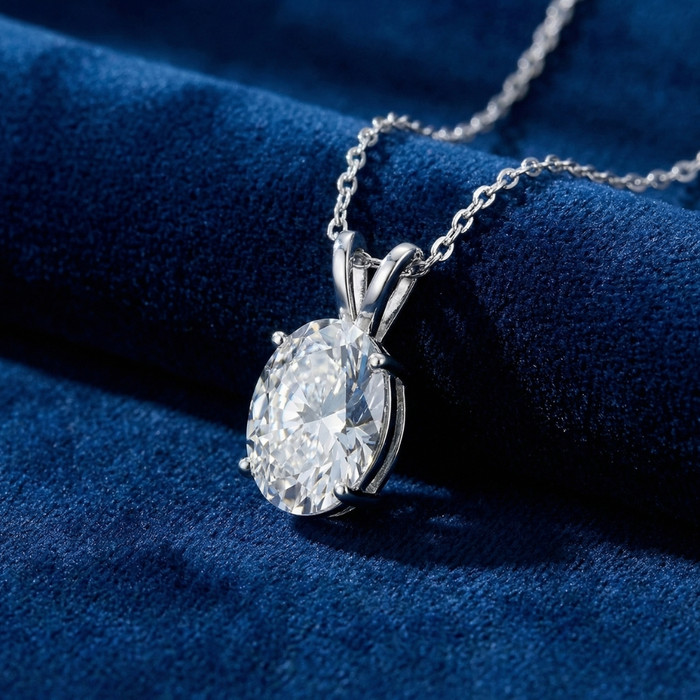 G/VS 2Ct Oval Diamond Solitaire Certified Lab Grown Diamond Pendant Necklace