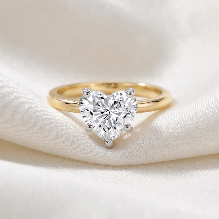 3Ct 14k Gold Certified Lab Grown Heart Cut Diamond Engagement Ring