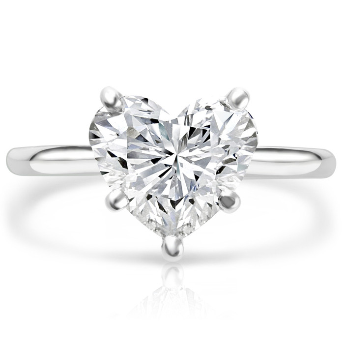 3Ct White Gold Certified Lab Grown Heart Cut Diamond Engagement Ring (G/VS2)