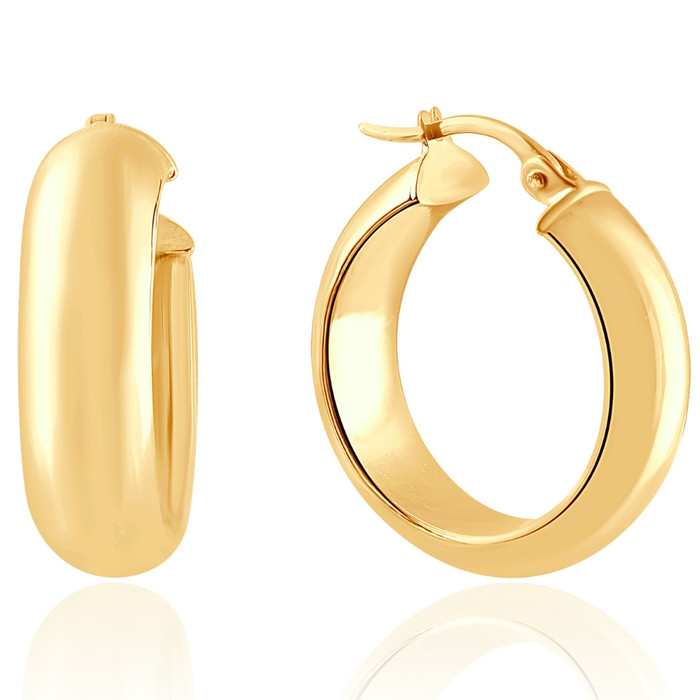 14k Yellow Gold 5.5mm Small Designer Hoops Women's Earrings 3/4" Tall 2.30grams