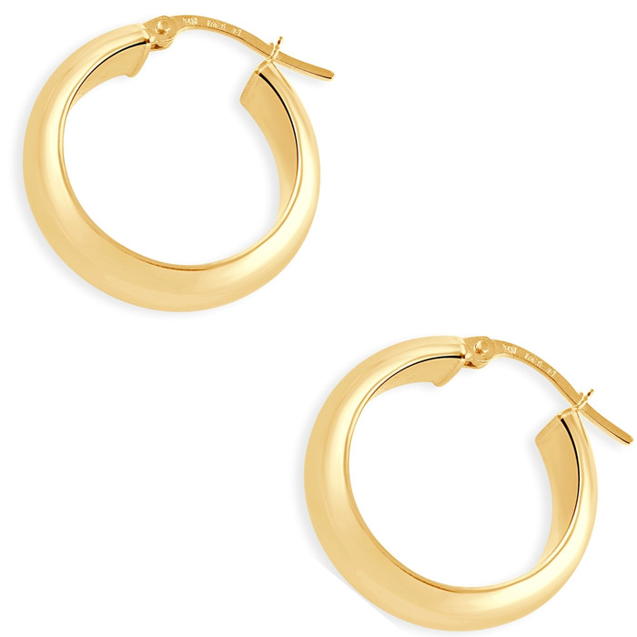 14k Yellow Gold 5.5mm Small Designer Hoops Women's Earrings 3/4" Tall 2.30grams