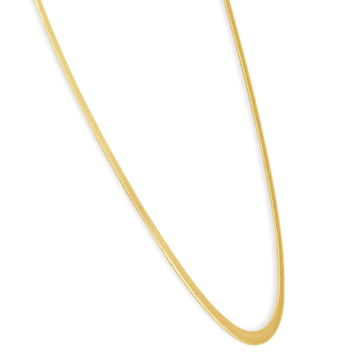 14k Yellow Gold 4.8MM Herringbone Necklace Women's 18" Chain