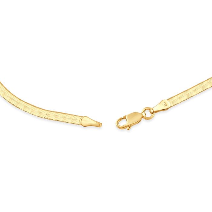 14k Yellow Gold 3.2MM Herringbone Necklace Women's 18" Chain
