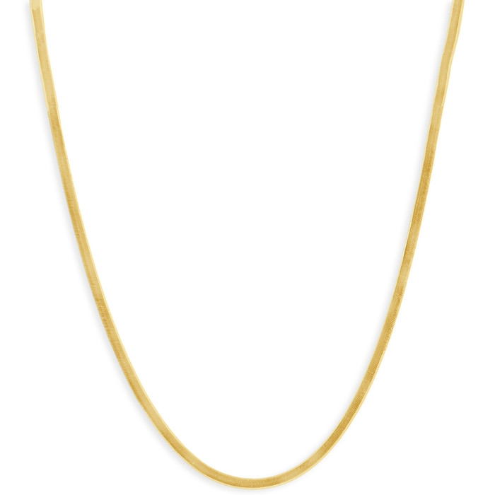14k Yellow Gold 3.2MM Herringbone Necklace Women's 18" Chain