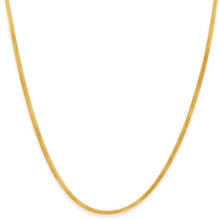 14k Yellow Gold Herringbone Necklace Women's 16-18" Chain