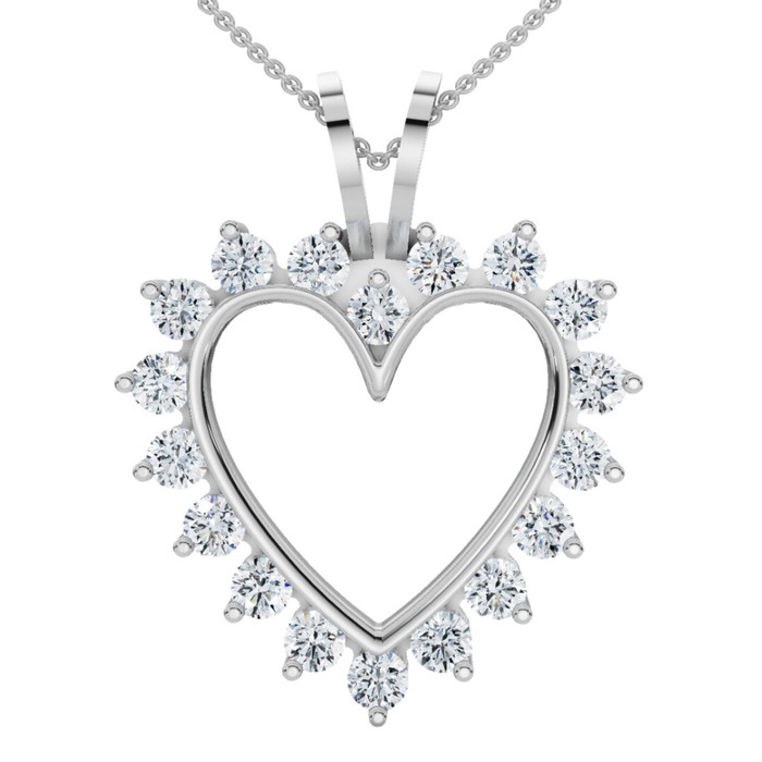1/2Ct Diamond Heart Pendant Gold Necklace 18" Lab Grown