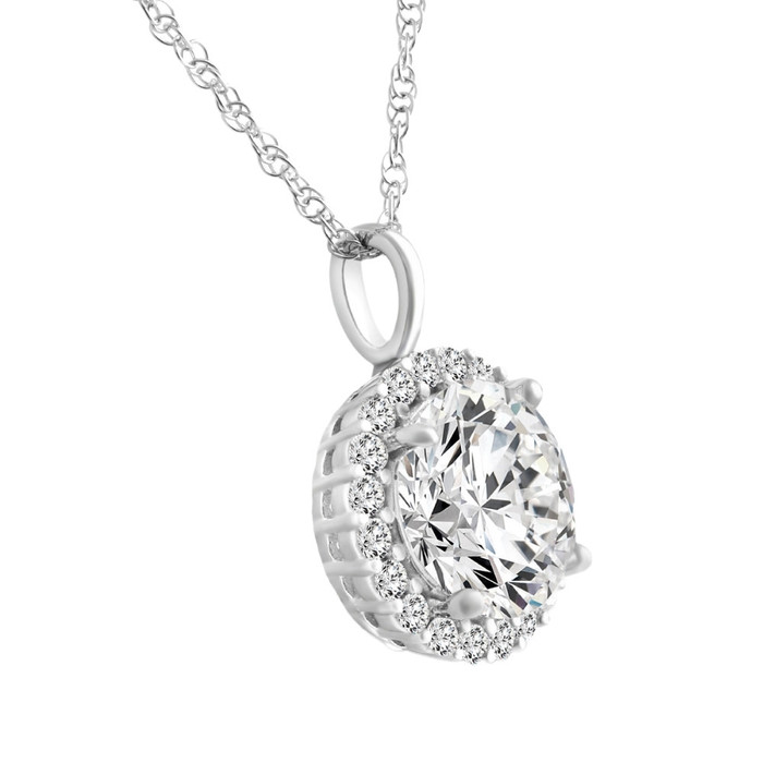 Certified 3 1/2Ct Halo Diamond Pendant 14k Gold Women's Necklace Lab Grown Certified 3 1/2Ct Halo Diamond Pendant 14k Gold Women's Necklace Lab Grown