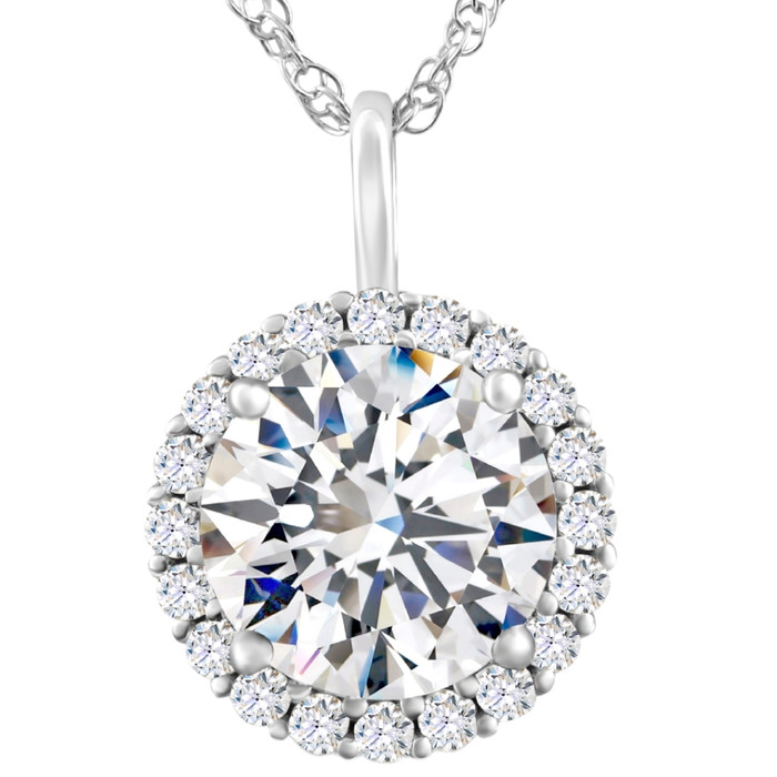 Certified 3 1/2Ct Halo Diamond Pendant 14k Gold Women's Necklace Lab Grown Certified 3 1/2Ct Halo Diamond Pendant 14k Gold Women's Necklace Lab Grown