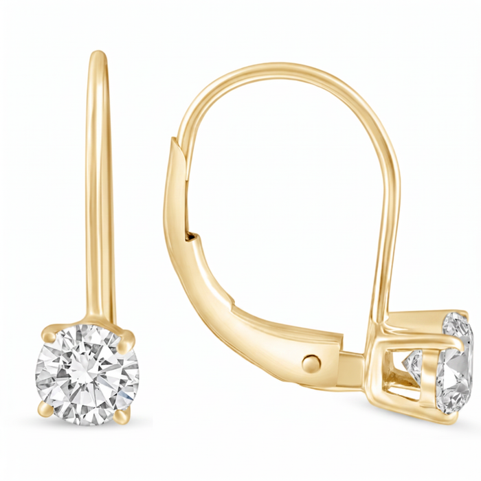 1 - 4 Ct Hoop Lever Back Diamond Studs Women's 14k Gold Earrings Lab Grown