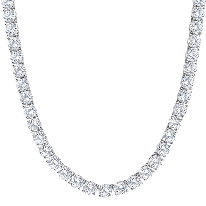 87.80Ct TW Diamond Tennis Necklace 14k White Gold 18" Lab Grown