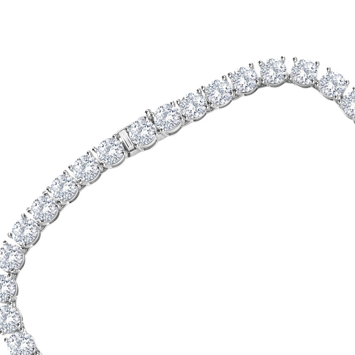 87.80Ct TW Diamond Tennis Necklace 14k White Gold 18" Lab Grown