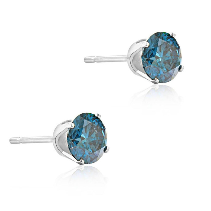 1/2 - 4 Ct Blue Diamond Studs in 14k Gold Lab Grown 1/2 - 4 Ct Blue Diamond Studs in 14k Gold Lab Grown