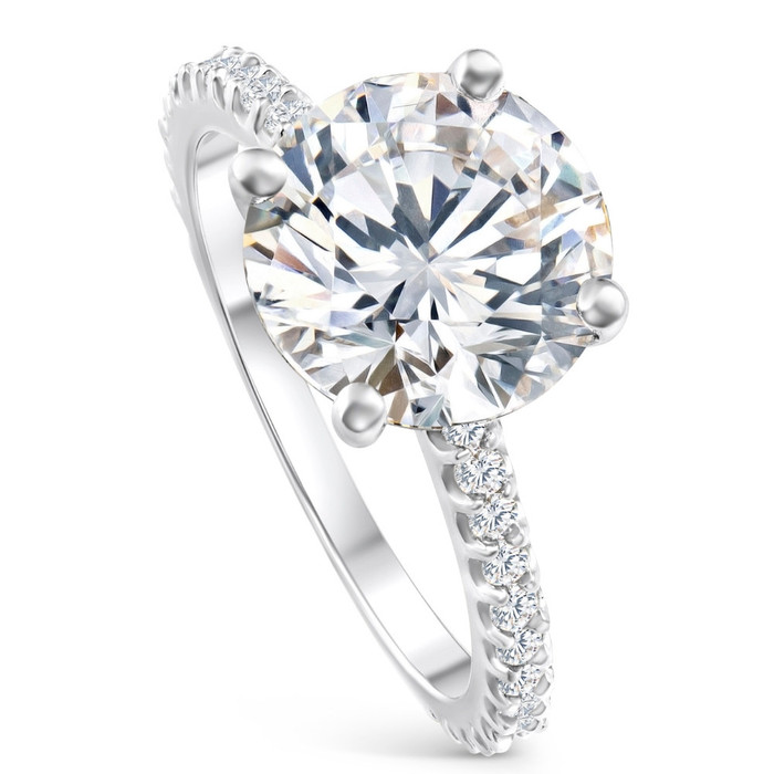 Certified 4 1/4Ct Diamond Engagement Ring 14k Gold Lab Grown With Sidestones Certified 4 1/4Ct Diamond Engagement Ring 14k Gold Lab Grown With Sidestones