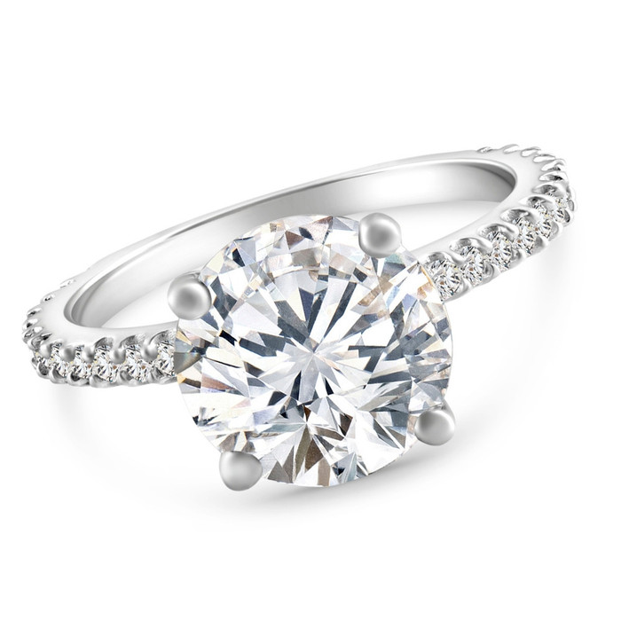 Certified 4 1/4Ct Diamond Engagement Ring 14k Gold Lab Grown With Sidestones Certified 4 1/4Ct Diamond Engagement Ring 14k Gold Lab Grown With Sidestones