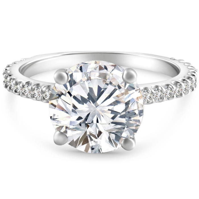 Certified 4 1/4Ct Diamond Engagement Ring 14k Gold Lab Grown With Sidestones Certified 4 1/4Ct Diamond Engagement Ring 14k Gold Lab Grown With Sidestones