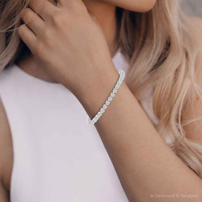 3.30 - 8.20Ct TW Diamond 3-Prong Tennis Bracelet 7" 14k Gold Lab Grown 3.30 - 8.20Ct TW Diamond 3-Prong Tennis Bracelet 7" 14k Gold Lab Grown