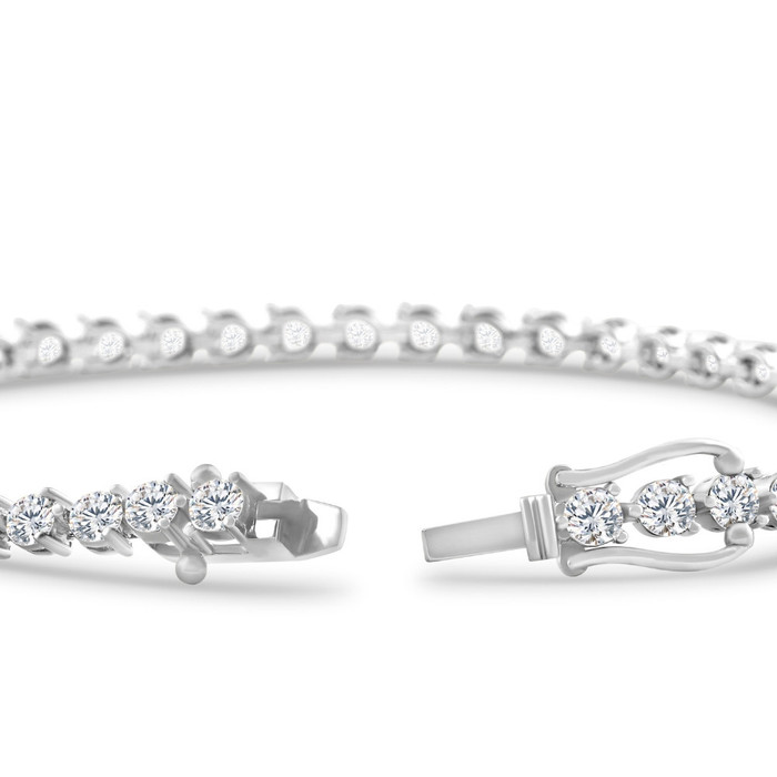 3.30 - 8.20Ct TW Diamond 3-Prong Tennis Bracelet 7" 14k Gold Lab Grown