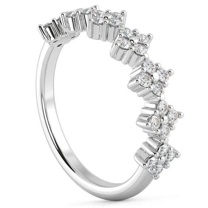 1/2Ct TW Round Cut Diamond Wedding Ring 14k Gold Stackable Band Lab Grown