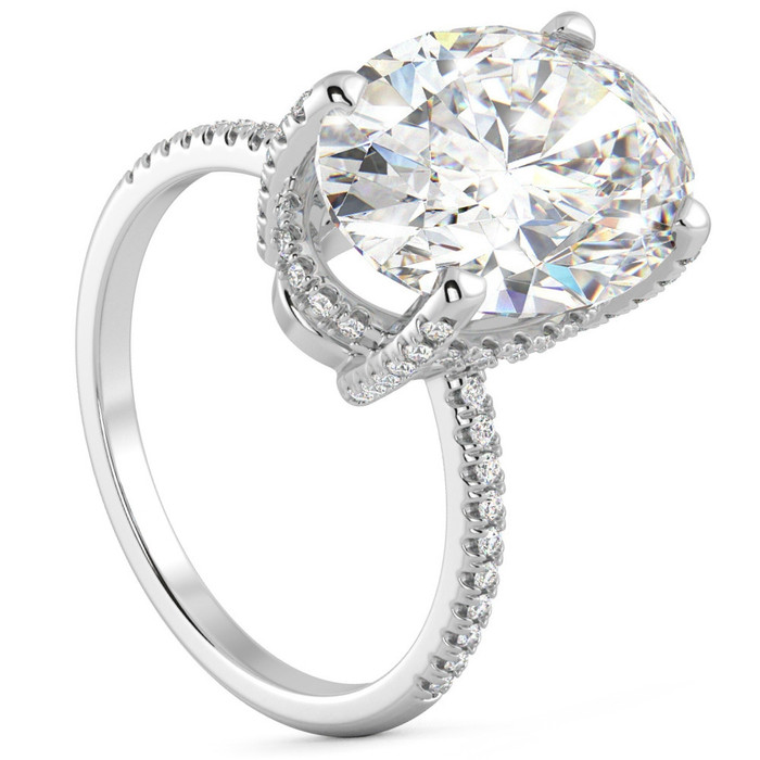 Certified 5.33Ct Oval Diamond Side Halo Engagement Ring 14k Gold Lab Grown Certified 5.33Ct Oval Diamond Side Halo Engagement Ring 14k Gold Lab Grown